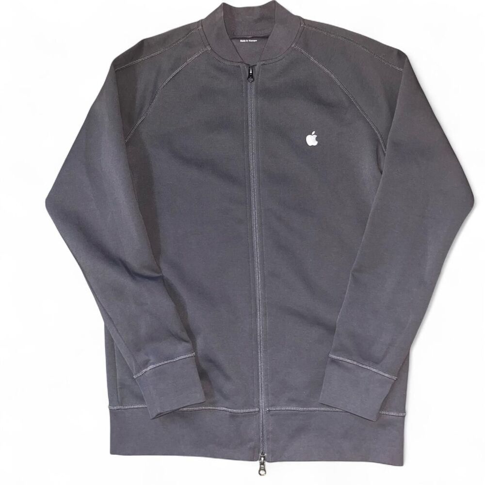 Apple Men's Grey Employee Uniform Zip Up Jacket SZ M